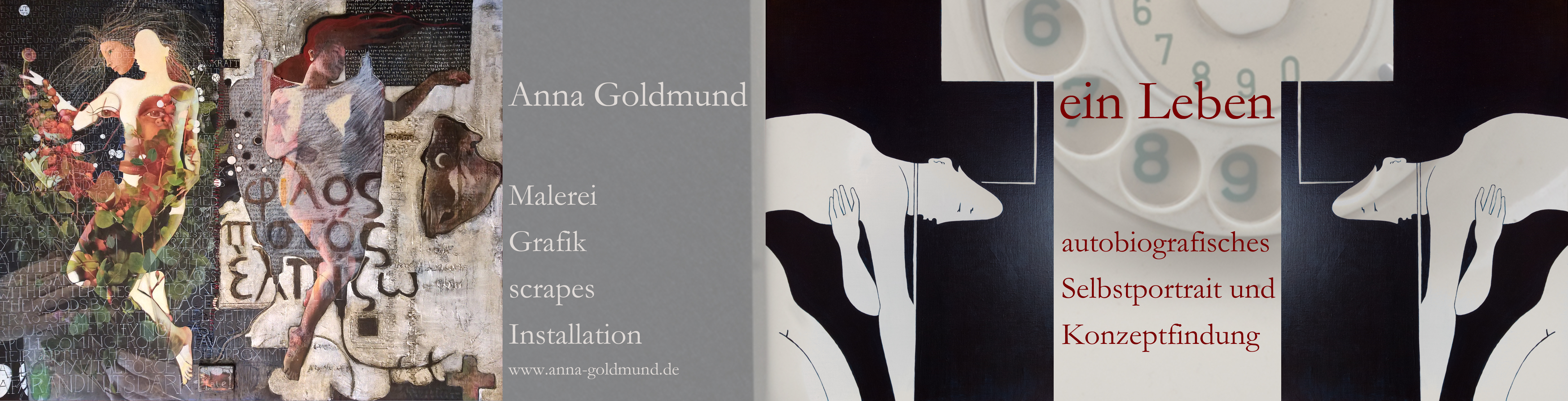 Anna Goldmund „Ein Leben“ Teil 1 | autobiografisches Selbstportrait und Konzeptfindung Mischtechnik, Grafik, Installation